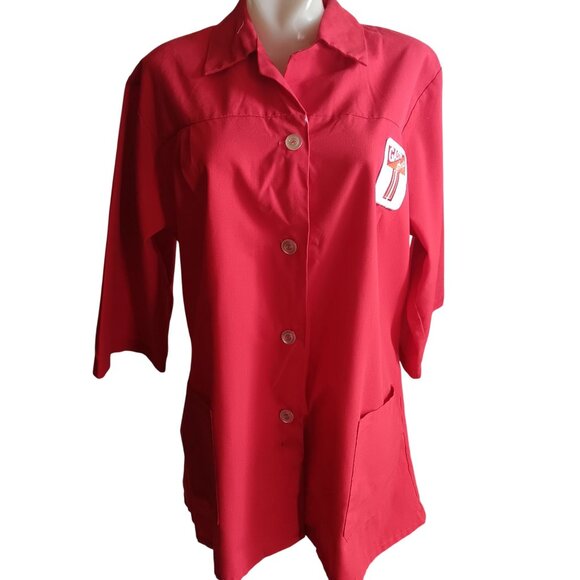 42 XL Vintage 70's Shirt Jacket Gas Station "Gasn Shop" Uniform Belted Patched - Picture 1 of 6